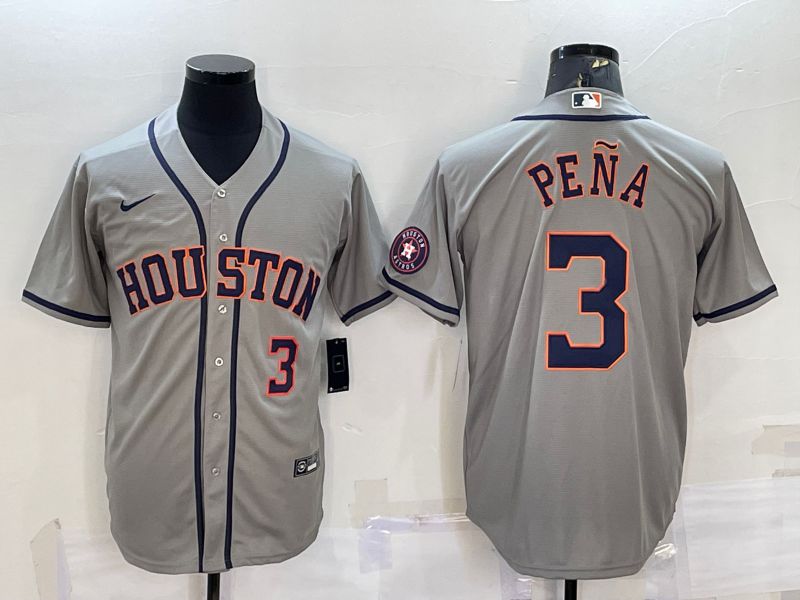 Men Houston Astros #3 Pena Grey Game Nike 2022 MLB Jersey->houston astros->MLB Jersey